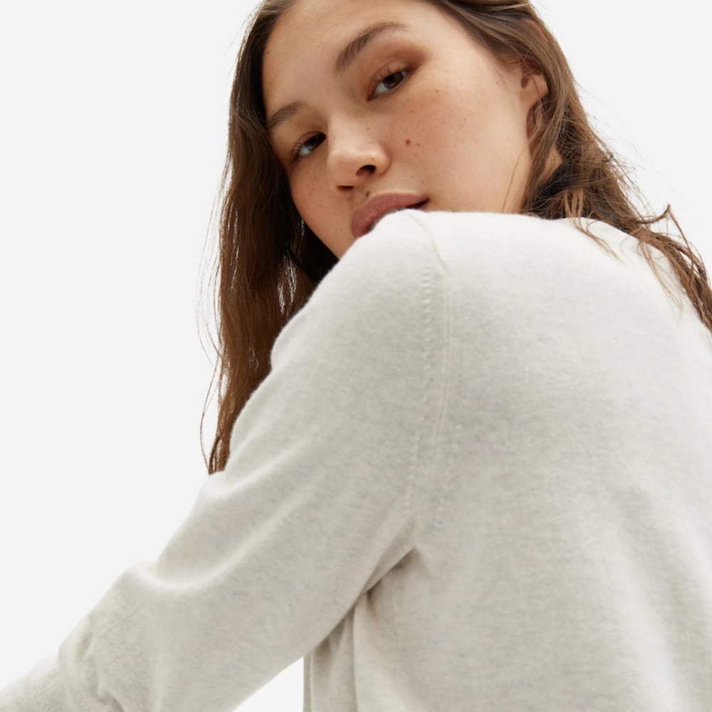 Everlane Organic Cotton Crewneck Sweater, white, XXS